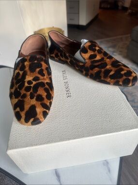NIB Wales Bonner Leopard-Print Slip-On Loafers in Brown and Black size 42